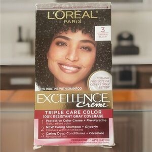 L'Oreal Excellence Creme Hair Color Natural Black 3 Gray Coverage